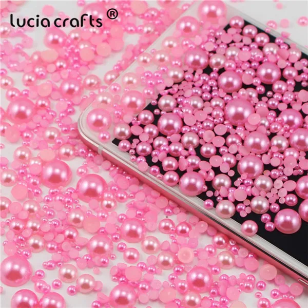 C4 pink Lucia crafts, 576 шт, смешанный размер, имитация жемчуга ABS, полукруглый, плоский с оборота, жемчуг из смолы, бусины для украшения F0509 - Цвет: C4 pink