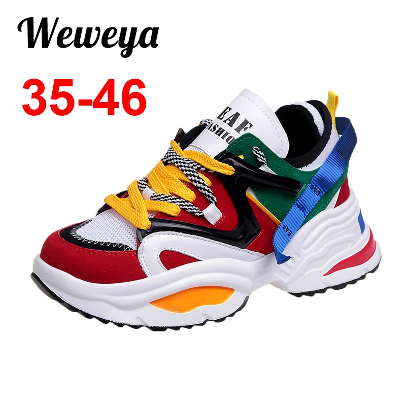 

Weweya Women Walking Shoes Increasing 6CM INS Ulzza Harajuku Sneakers Cushioning Height Platform Breathable Wave Baskets Femme