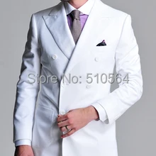 Итальянский высококачественный шерстяной костюм из шерсти, двубортный белый костюм, Свадебный костюм, вечерний костюм(пиджак+ штаны