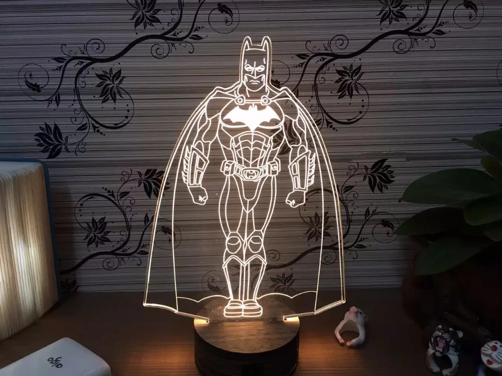 Железный человек светильник Бэтмена Marvel Avengers 3D ночник лампа супергероя USB +