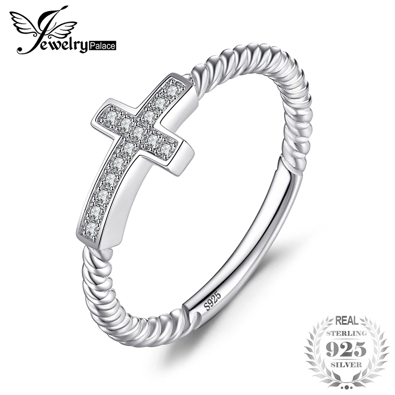 JewelryPalace Cross Round Cubic Zirconia Peace Statement Ring For Women Jewelry Real 925 Sterling Silver Fashion Women Jewelry JewelryPalace Cross Round Cubic Zirconia Peace Statement Ring For Women Jewelry Real 925 Sterling Silver Fashion Women Jewelry