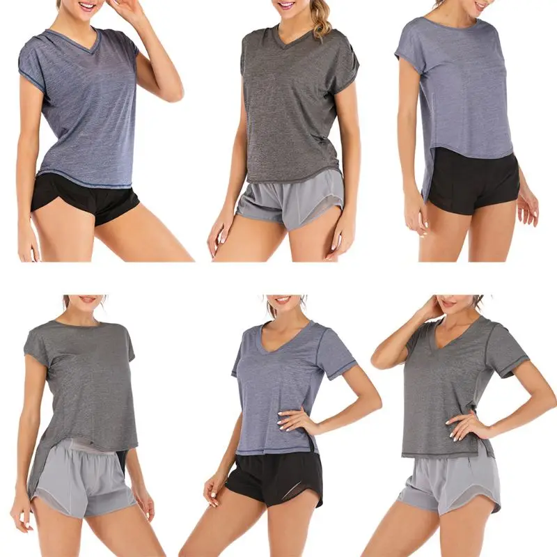 Women Open Back Yoga Blouse Top Shirts Short Sleeve Sport Fitness T Shirt Tie Back Tops Gym Workout