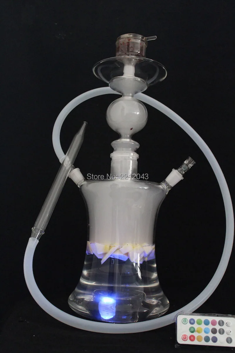 hottest art glass hookahs thick glass shishas big bottom base with led light large narguile