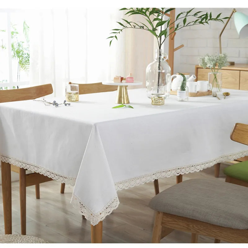 

Solid Tablecloth Lace Hollow Out Cotton Table Cover Pastoral Crochet Geometric Haute Dining Table Cloth For Kitchen Home Decor