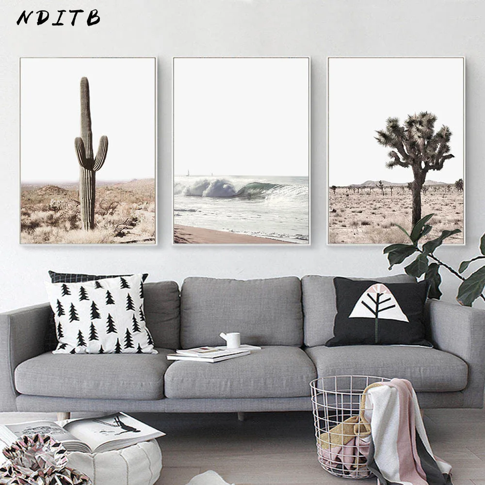 

Desert Cactus Canvas Poster Nordic Landscape Print Modern Wall Art Painting Nature Decorative Picture Scandinavian Home Decor
