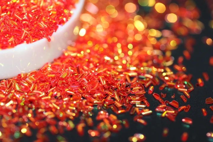 

Orange Red Iridescent Holographic Sprinkle Nail Glitters, 3D Bar Glitter Stripes Confetti , Resin Art Decoration