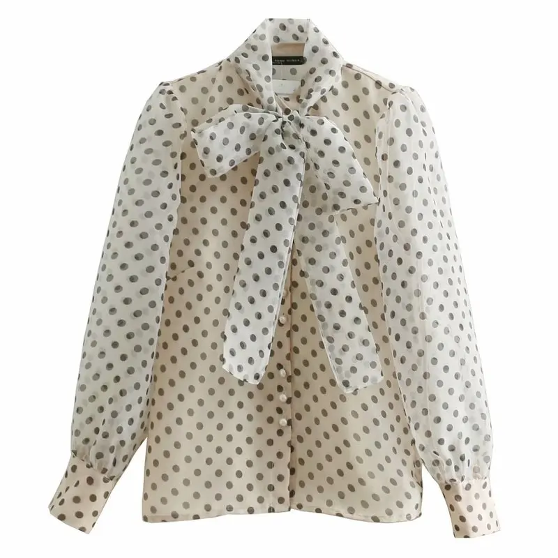 

New arrival BB55-9065 European and American fashion bow blouse