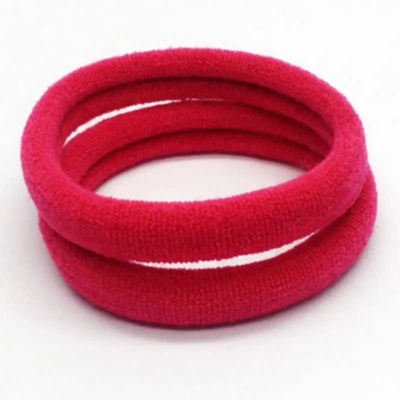 10Pcs Women Girls High Elasticity 4cm Medium Thick Rolled Towel Hair Rope Candy Solid Color Rubber Band Ring Ponytail Holder Scr