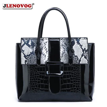 

Women's Luxury Alligator Patent Leather Handbag Luxury Crocodile Women Tote Red Black Purple Snakeskin New Designer Shoulder Bag
