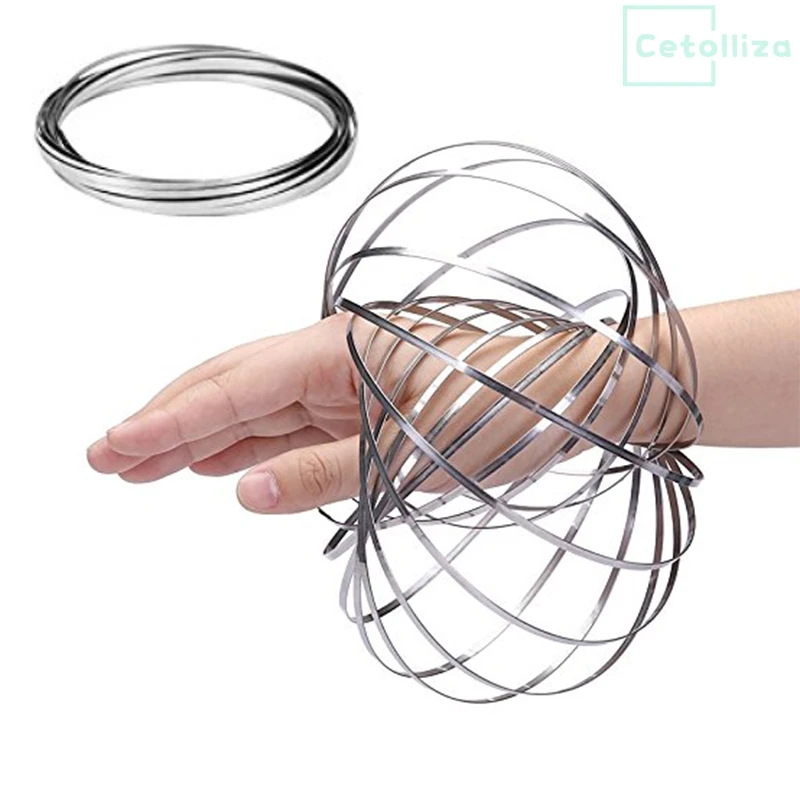 

Flow Rings Stainless Steel Rings Toys Original Kinetic Spring Toy Multi Sensory Interactive 3D Shaped Flow Ring (5 inch)