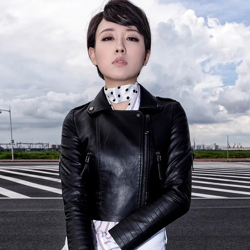 Zoe Saldana 2018 Women Motorcycle Leather Jacket Long Sleeve