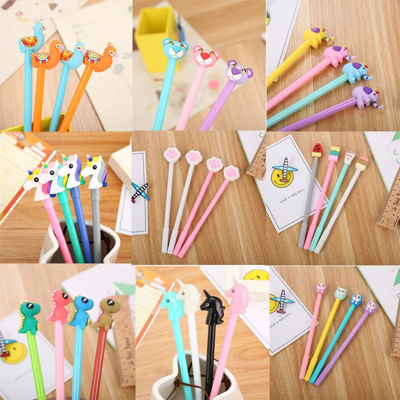 

1pc Cute Gel Pen Creative Silicone Head Pencil Stationery Office School Gel Pen 0.5mm Black Ink Signature Pen Child Stationery