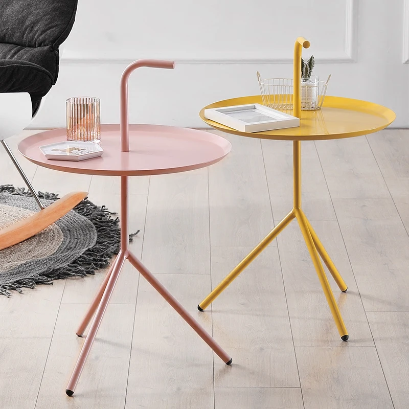 Nordic style iron side simple minimalist metal table bedroom balcony bed round corner table Nordic style iron side simple minimalist metal table bedroom balcony bed round corner table