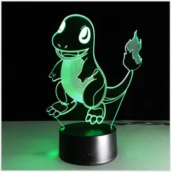 Charmander свет таблицы 3D лампа Touch Управление ночь 7 цветов изменить USB Мощность ночник Освещение в помещении для детей подарок для ребенка