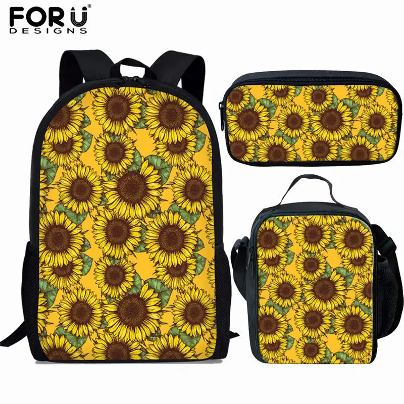 FORUDESIGNS/Новые рюкзаки с подсолнухами, школьные сумки для девочек-подростков, Детский рюкзак, детский школьный рюкзак, комплект mochila escolar - Цвет: L5263CGK