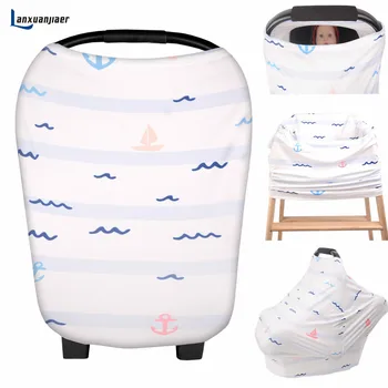

Baby Car Seat Cover and Nursing Cover printed ocean pattern Infant Carseat hairchair Canopy and Breastfeeding Scarf for Babies