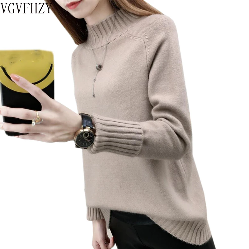 Autumn winter Sweater women pullovers long sleeve high collar cashmere sweater ladies knitted sweaters 2018 Tops | Женская одежда