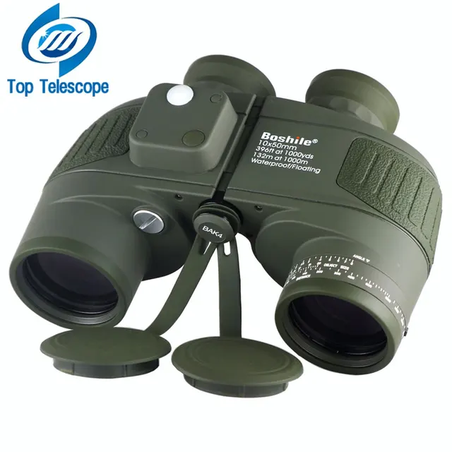 Cheap Tactical Military Waterproof Binoculars Boshile 10x50 Navy Binocular with rangefinder and Compass Reticle Illuminant Telescope