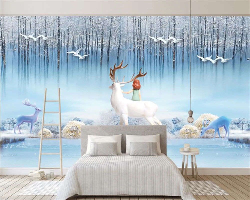 

beibehang Custom wallpaper modern minimalist Elk forest artistic conception TV background wall 3d wallpaper papel de parede 3d