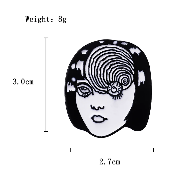 Брошь в виде глаза ужаса Goru, ужасная японская аниме, комикс, черно-белая женская эмалированная брошь для лица, сумка, рубашка, одежда, значок на лацкане