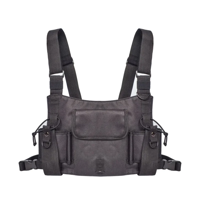 Модуль для установки магнитолы грудь Передняя сумка мешок разгрузочный жилет Rig сумка для рации тактические гарнитуры и аксессуары - Цвет: Black