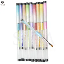 Sara Nail Salon 1XFashion Nail Art Pen Acrylic Handle Rhinestone Diamond Nail UV Gel Salon Flat Brush Nail Brushes NJ198