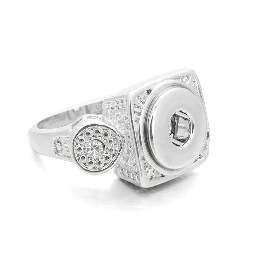 Xinnver Snap Vintage DIY Crystal Snaps Ring Elegant Antique Silver Button Mini Snap Rings fit
