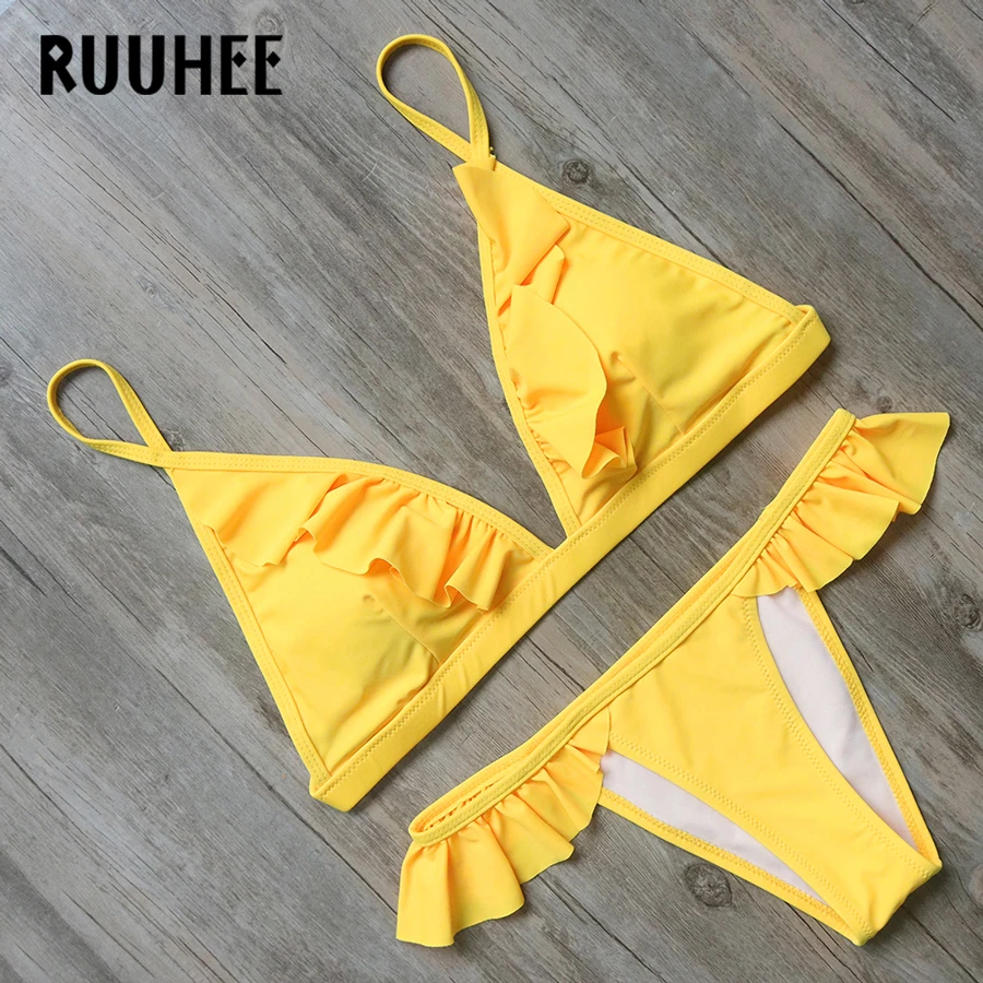 

Bikini Swimwear Swimsuit Bathing Suit Women Sexy Lotus Fold Edge Biquini Push Up 2017 Bikini Set Beachwear Maillot De Bain Femme