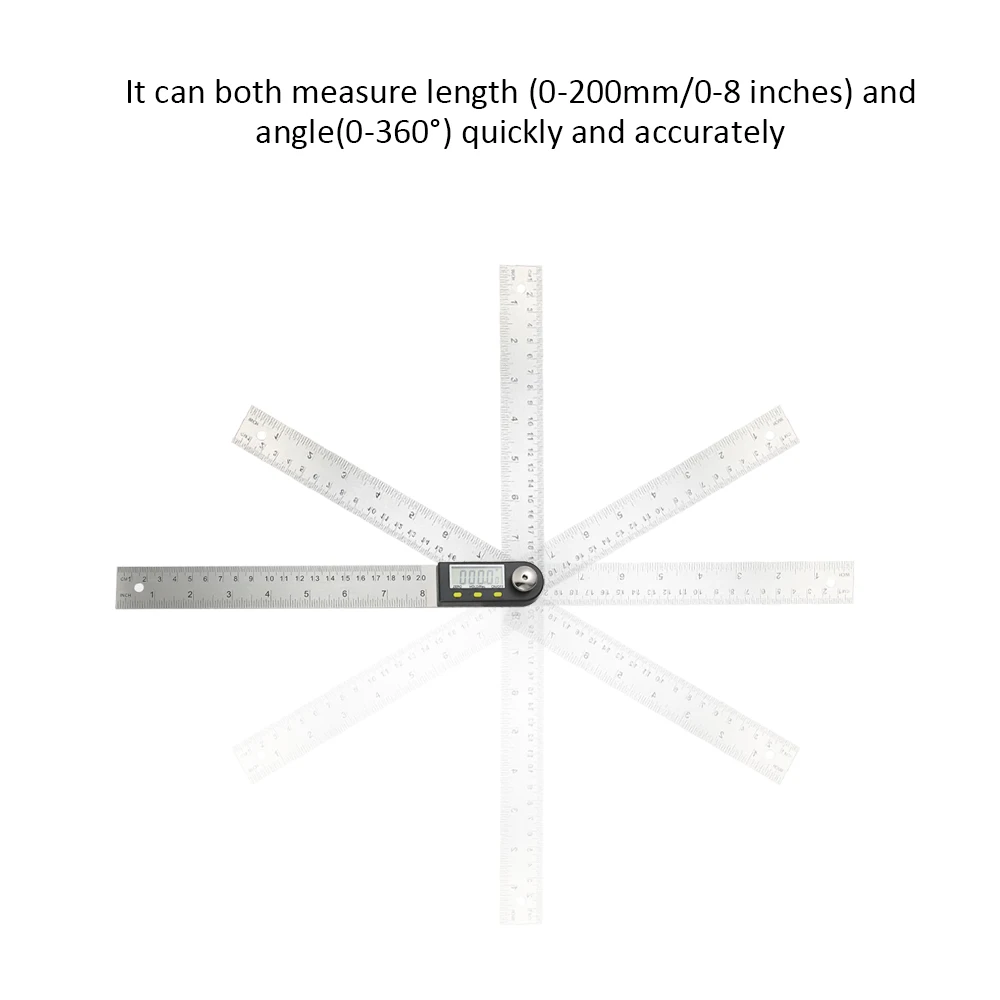 360 градусов 200 мм/8 дюймовая линейка угломер, Гониометр цифровой угломер измерительный инструмент Реверсивный чтение держать Функция