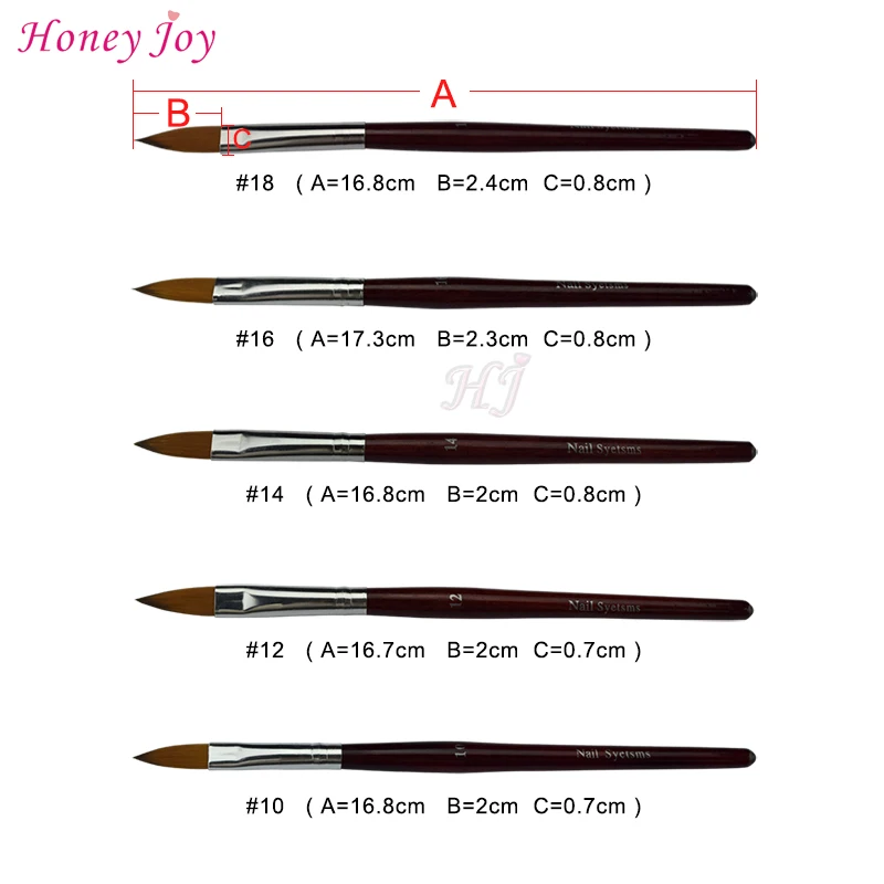 1PC Kolinsky Sable Acrylic Nail Art Brush No. 2/4/6/8/10/12/14/16/18 UV Gel Carving Pen Brush Liqui