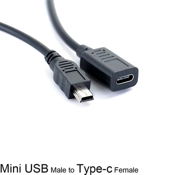 

30cm Mini USB Male to Type-c Female Charge Data Adapter Cable Cord Adapter