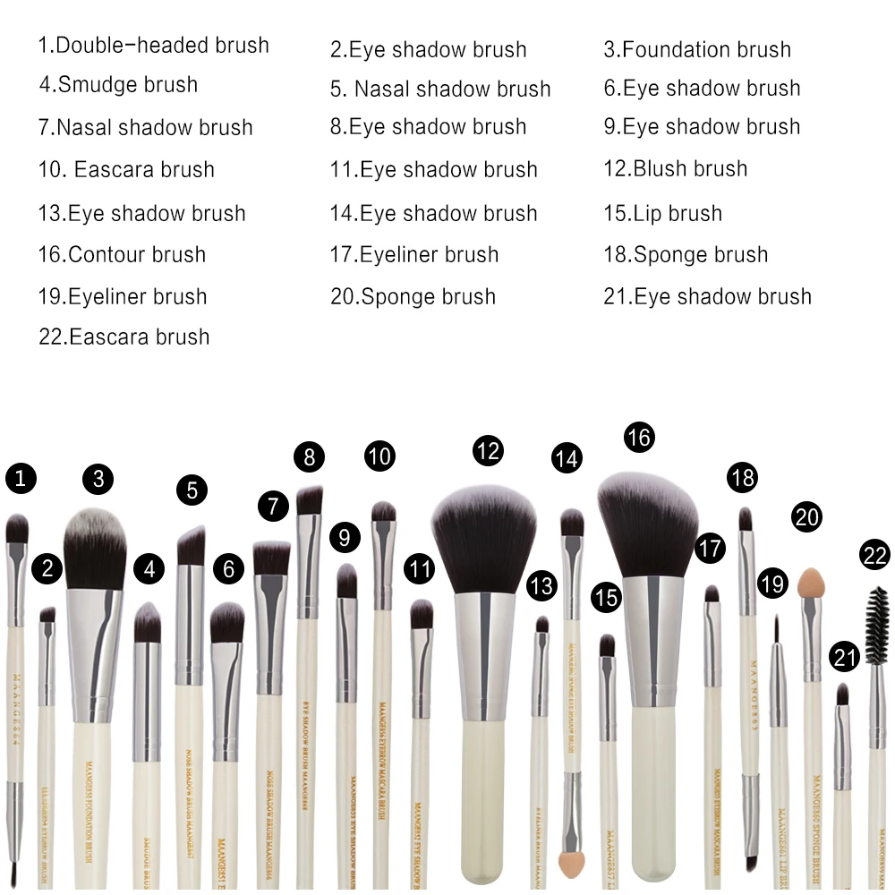Набор косметических кистей для макияжа Pro, 22 шт., косметическая основа, пудра, румяна, тени для век, подводка для губ, наборы кистей для макияжа, инструменты для макияжа