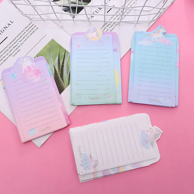 15 pcspack unicorn envelope letter paper message card