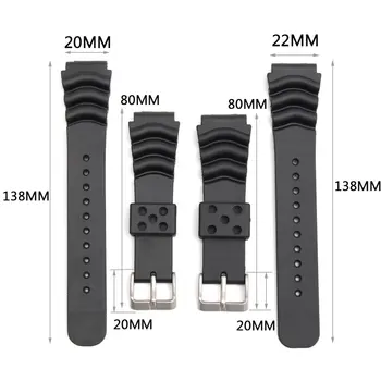 

18/20/22mm Black Soft Silicone Diver Rubber wristband For Seiko Watch Replacement watch Strap Bracelet With Spring Bars Tool Set