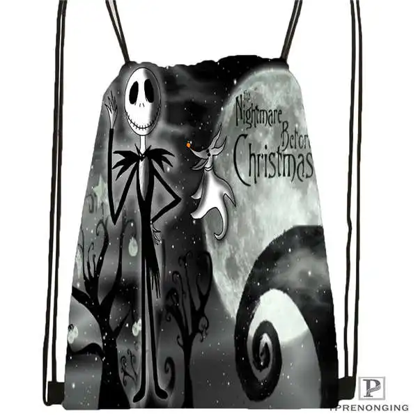 Custom HThe-nightster-Before-Christmas походная сумка на шнурке милый рюкзак для детей(черная спинка) 31x40 см#180612-02-35 - Цвет: Drawstring Backpack