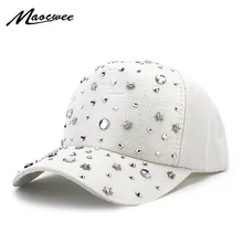 Летняя мода Soild Женская Мужская бейсболка Snapback шапка с бриллиантом Хип-хоп Регулируемая крутая солнцезащитная Кепка casquette gorras низкая цена