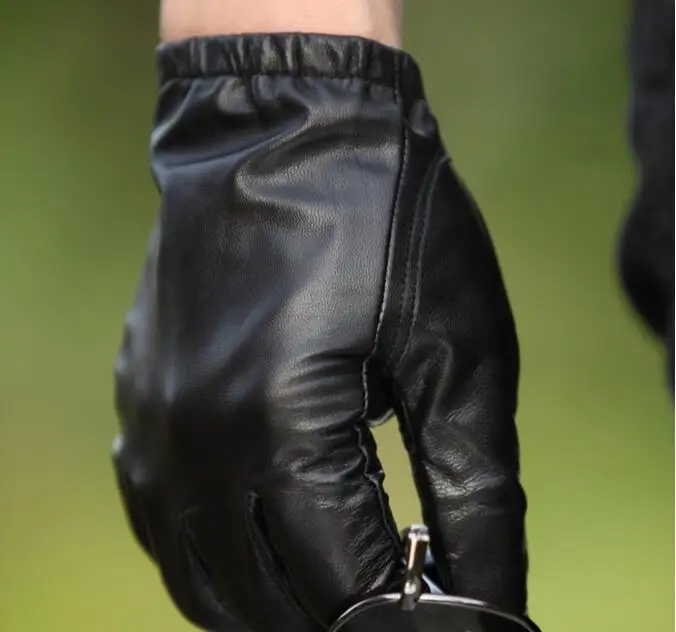 Модные мужские перчатки из натуральной кожи, мужские перчатки на запястье из овчины, тонкие Зимние перчатки для вождения, пять пальцев, HP513-03