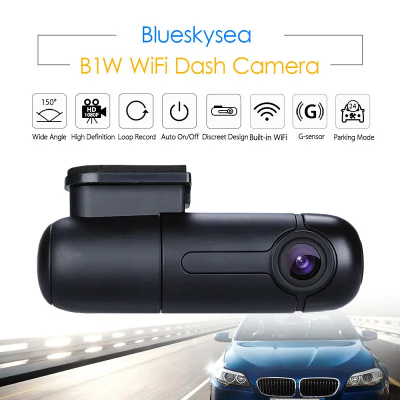 Blueskysea B1W Dash камера HD 1080P Мини WiFi Dashcam вращающийся объектив камеры NT GM8135S Автомобильный видеорегистратор