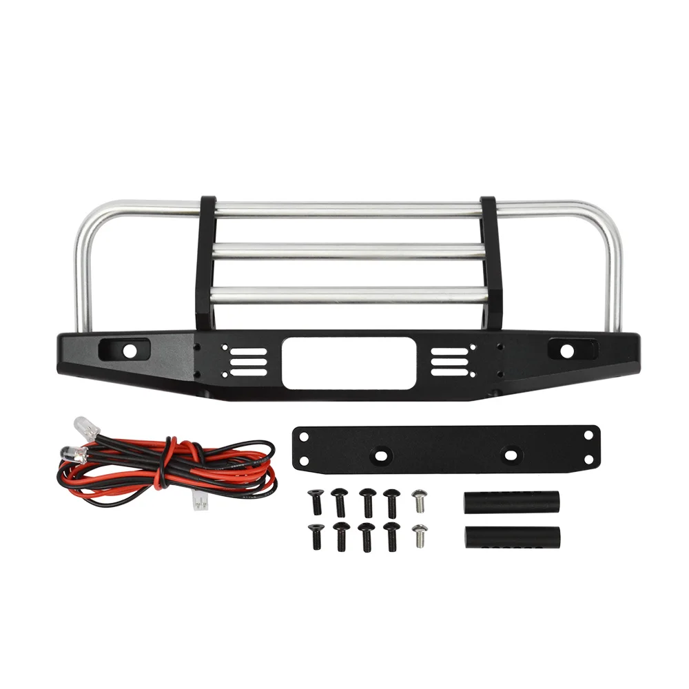 

RC Metal Front Anti-collision Bumper with Light for Axial Scx10 90046 90047 Traxxas TRX4 Defender Bronco 1/10 RC Crawler Car