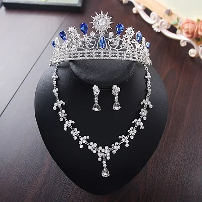 Bride Diaries New Design Crystal Pearl Bride 3pcs Set Necklace Earrings Tiara Bridal Wedding Jewelry Set Accessories (22)