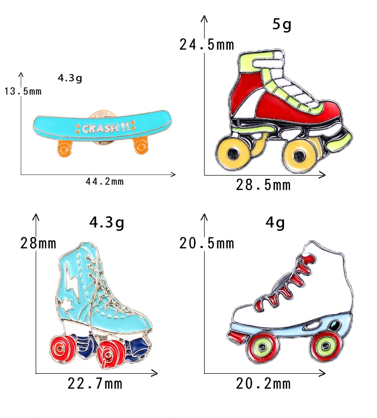 Мультяшные роликовые броши "коньки" для мальчиков и девочек, эмалированные нагрудные булавки, броши, кнопки, булавки, рюкзак с декоративным украшением, шляпа, ткань, аксессуары