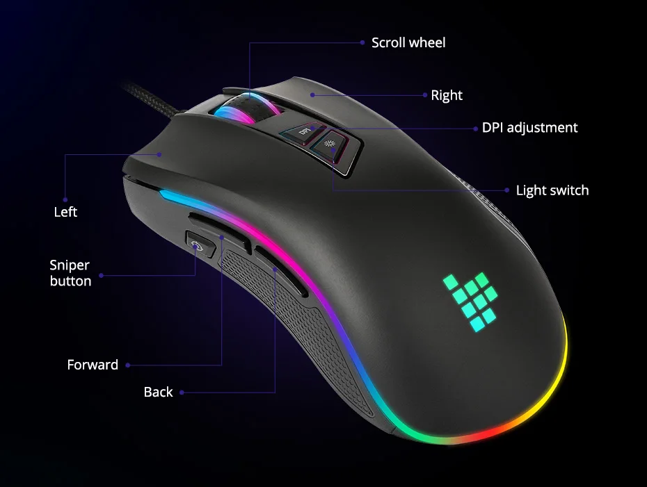 Tronsmart TG007 Wired Gaming Mouse Gamer Computer Mouse with 16.8 Million RGB,9 Programmable Buttons,7200 DPI & Sniper Button (8)