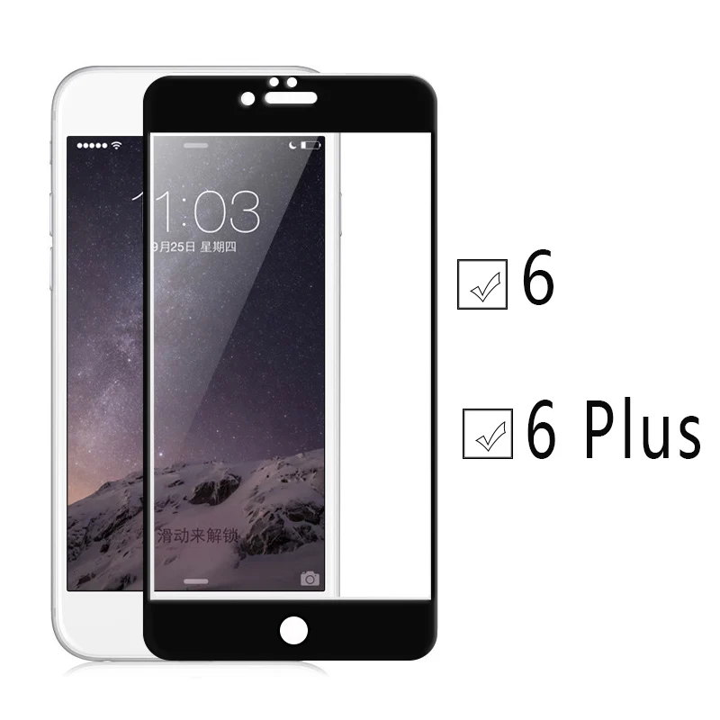 Для iphone 6 glas для iphone 6 plus защита стекла 9 H защитная пленка полное покрытие 2.5D закаленная пленка защита