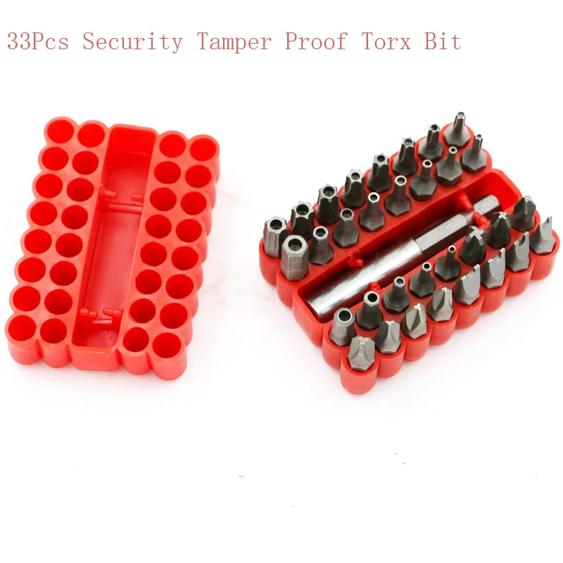 

33Pcs Security Tamper Proof Torx Bit Set Spanner Star Hex Holder Rod Screwdriver Tool Parts