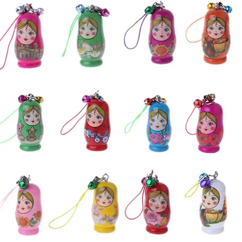 

New Cute Russian Nesting Dolls Matryoshka Doll Keychain Phone Hanger Bag Gifts