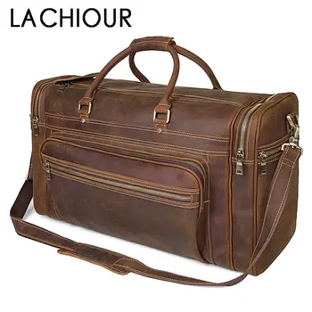 

Brown Men Crazy Horse Leather Travel Handbags Large Genuine Leather Business Shoulder Bags Men's Handbag Totes Leather Bag