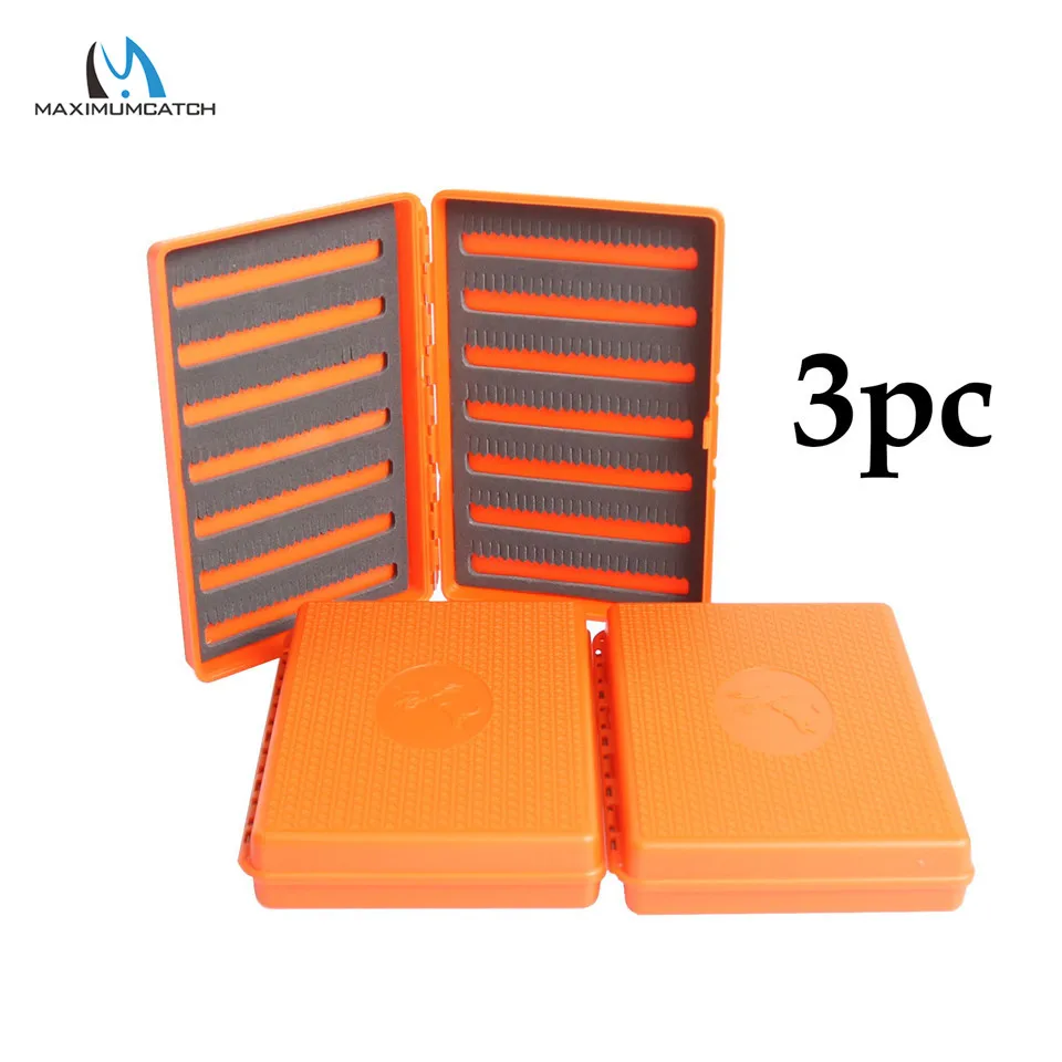 Maximumcatch 7 цветов на выбор 156*108*28 мм Тонкий Карманный пластиковый водонепроницаемый ящик для ловли нахлыстом Джиг Рыболовная коробка - Цвет: Orange 3pc