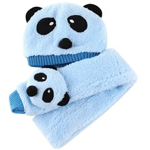 Комплект из 2 предметов Обувь для девочек шарф и шапка натуральным лисьим Мех животных Пом Шапочки Шарфы для женщин для Обувь Для Мальчиков Вязаная Зимняя Шапки для Для детей панда шарф