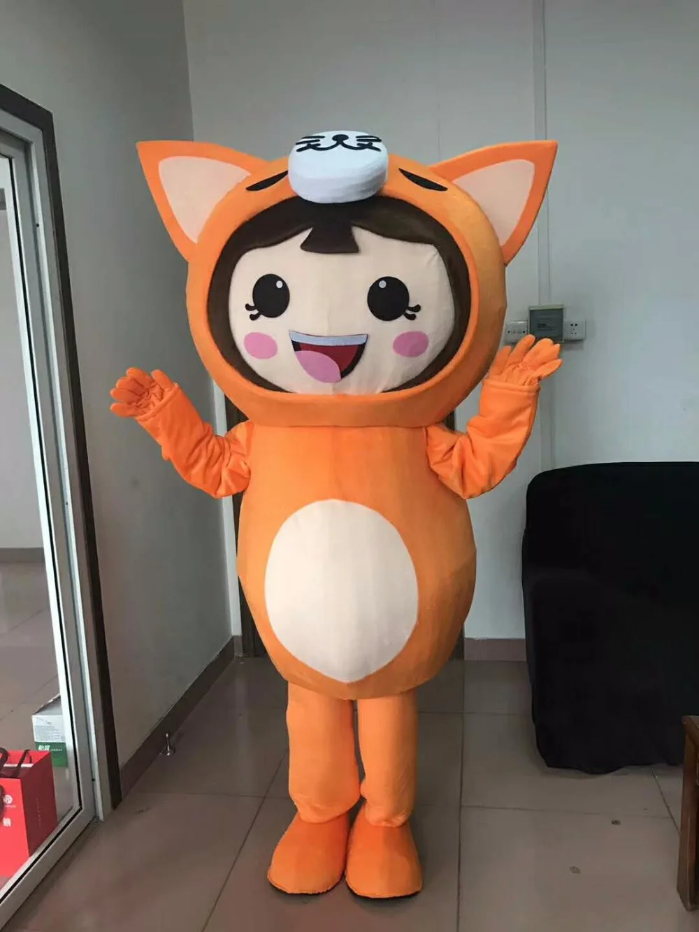 Pink cute girl theme Cartoon adult mascot costume dress auspicious big