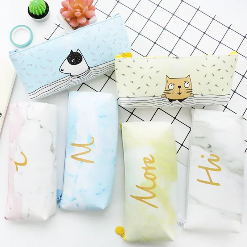 

1 Pcs Kawaii Pu Pencil Case Cat Dogs Hi Gift Estuches School Pencil Box Pencilcase Pencil Bag School Supplies Stationery